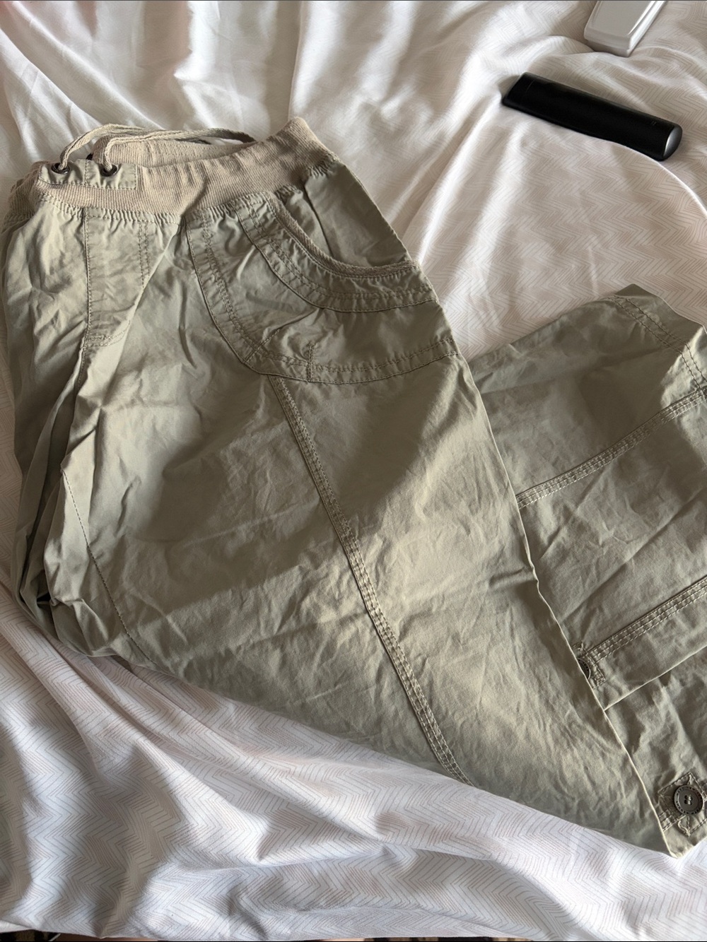 Marc New York Casual Drawstring Cargo Pants - Beige- Small